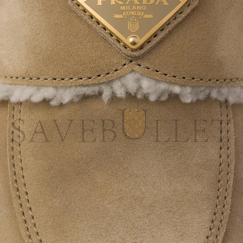 PRADA SUEDE AND SHEARLING SLIPPERS 1S711M